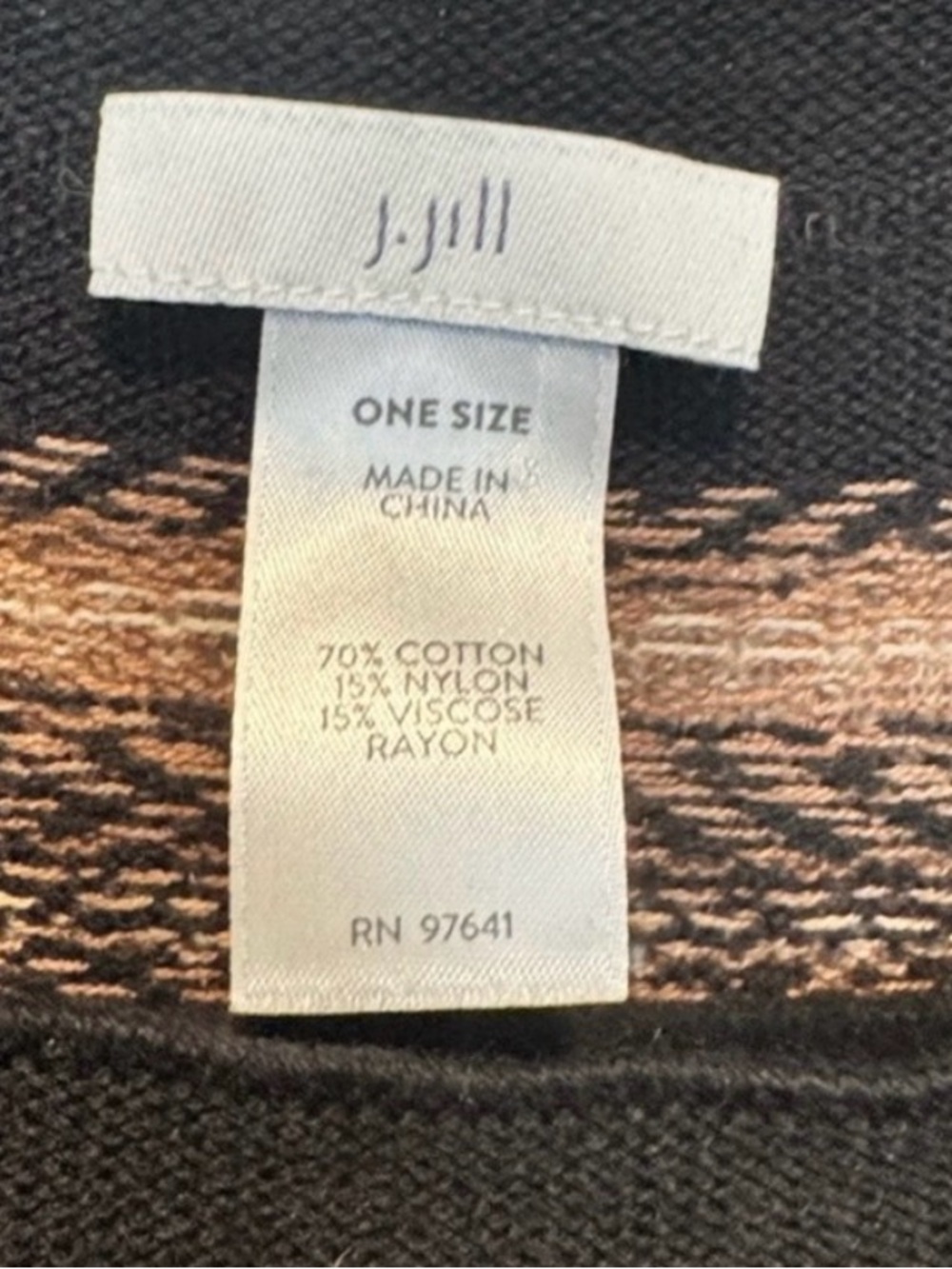 J. Jill Striped Knit Poncho in Black and Tan - Picture 2 of 6